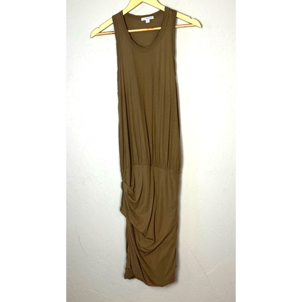 James Perse Racerback Ruched Tank Dress Size 2 (medium) Taupe Summer Vaca Slub - Picture 12 of 13